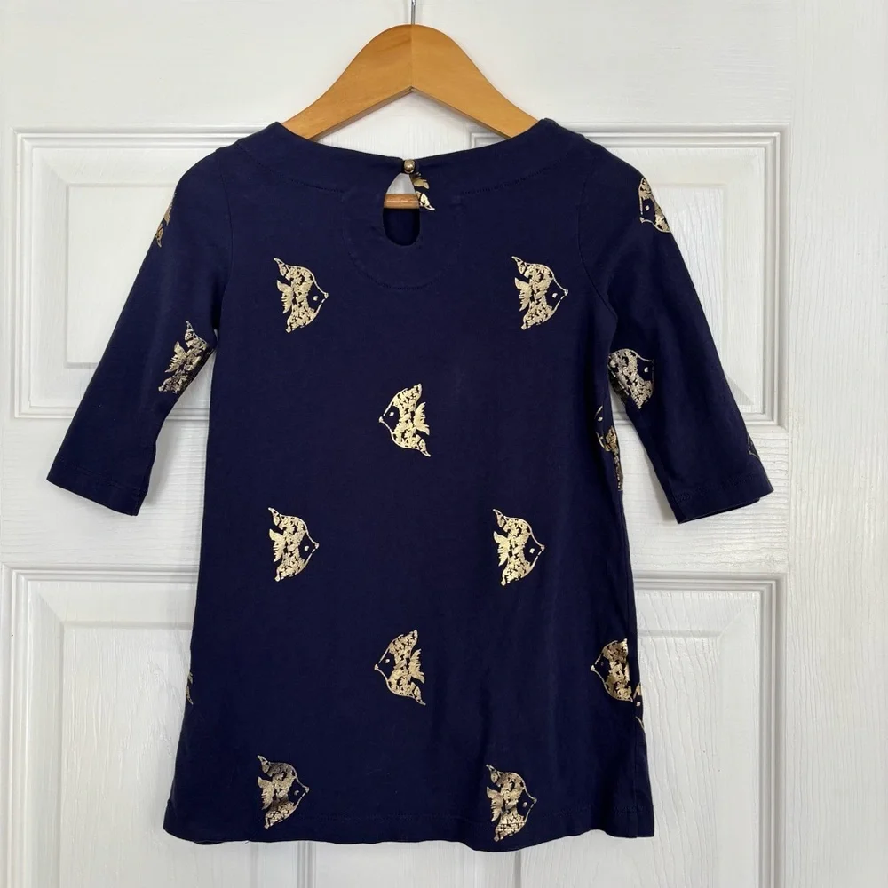 Lilly Pulitzer Mini Preston Dress in Reel It In Fish Print, Girls Size XS (2-3)